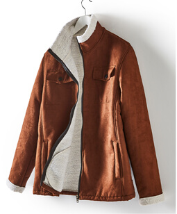 Sherpa Lined Faux Suede Jacket - MA319